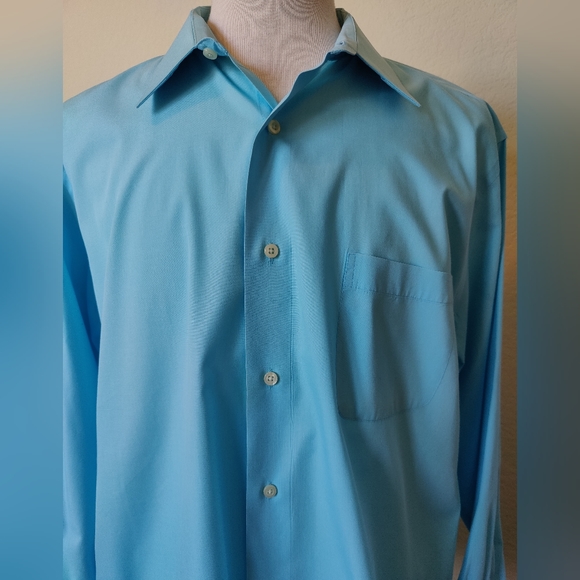 Men's Croft & Barrow teal button down Dress Shirt 🔘 (XL) 🩵💙💚🩵 - Picture 5 of 13